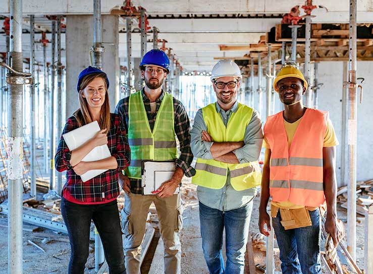 a group of architects at construction site